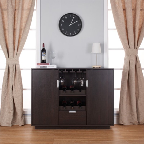 Bowery Hill Contemporary Wood Wine Rack Buffet in Espresso