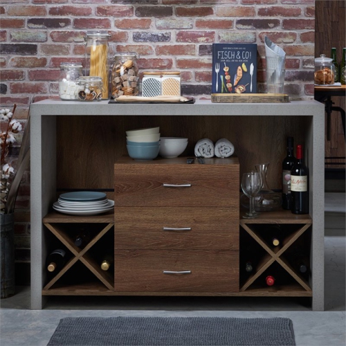 Furniture of America Dixen Wood Multi-Storage Buffet Server in Distressed Walnut