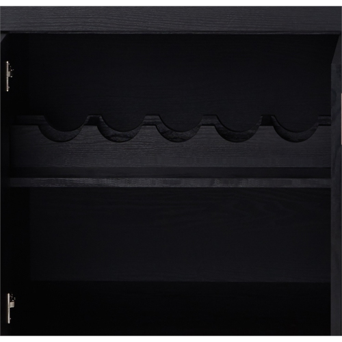 Bowery Hill Modern Wood 2-Drawer Buffet Server in Black and Chrome