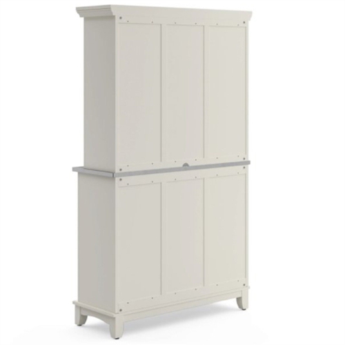 Pemberly Row Modern Steel Top Wood Buffet and 2-Door Hutch in White