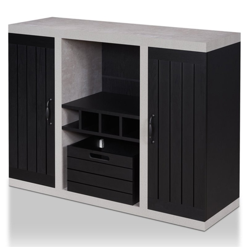Furniture of America Vando Industrial Wood Multi-Storage Buffet in Black