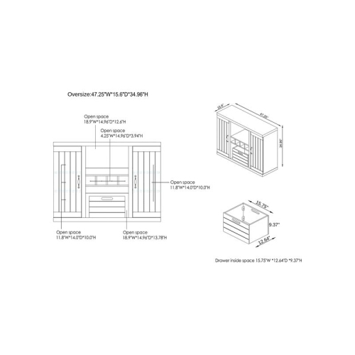 Furniture of America Vando Industrial Wood Multi-Storage Buffet in Black