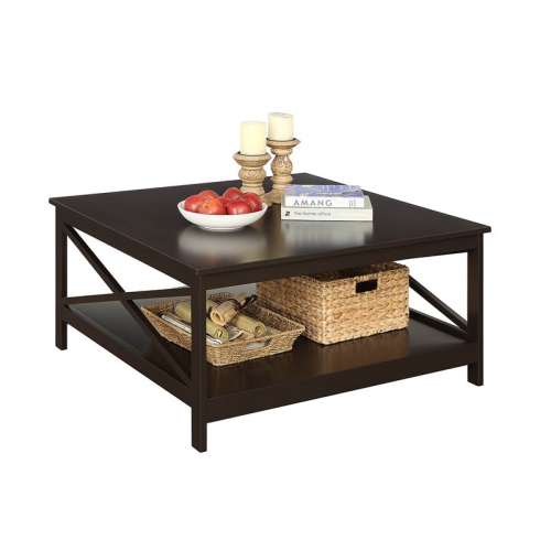 Convenience Concepts Oxford 36" Square Coffee Table in Espresso Wood Finish