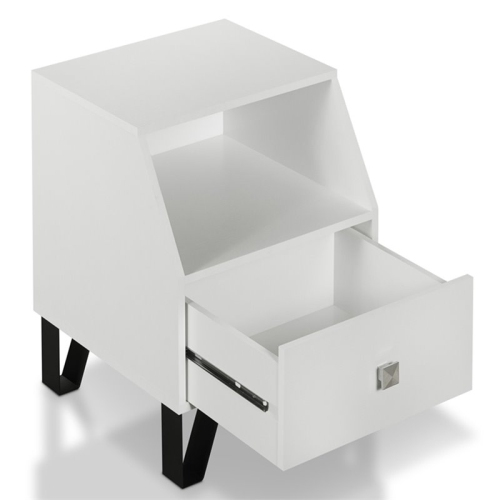 FURNITURE OF AMERICA  Jilah Modern Wood Storage End Table In In White