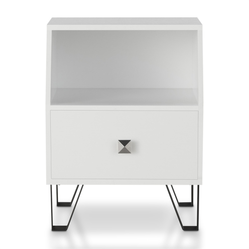 Furniture of America Jilah Modern Wood Storage End Table in White