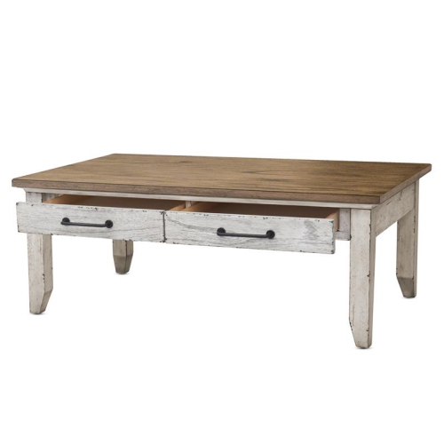 Steve Silver Bear Creek Rustic Ivory and Honey Finish Cocktail Table