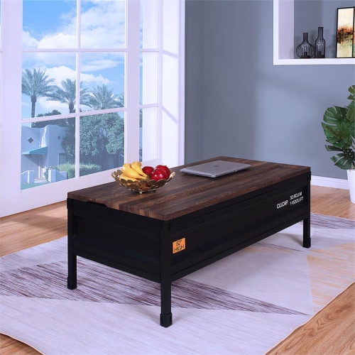 FURNITURE OF AMERICA  Lionna Metal Lift-Top Coffee Table In And Walnut In Black