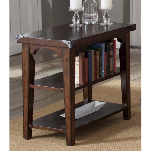 Pemberly Row Contemporary Chair Side Table in Mahogany