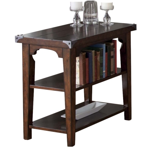 Pemberly Row Contemporary Chair Side Table in Mahogany