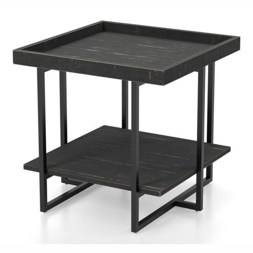 FURNITURE OF AMERICA  Prakers Industrial Wood 1-Shelf End Table In In Black