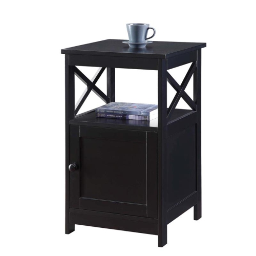 Convenience Concepts Oxford End Table with Cabinet in Black Wood Finish