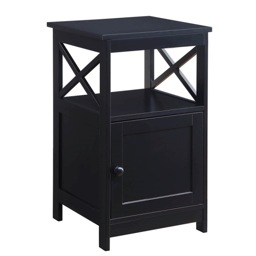 Convenience Concepts Oxford End Table with Cabinet in Black Wood Finish