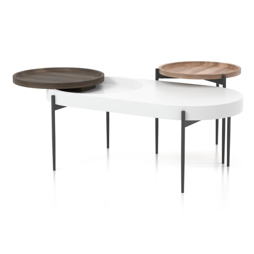 Furniture of America Hylen Metal 2-Piece Coffee Table Set in Natural Tone