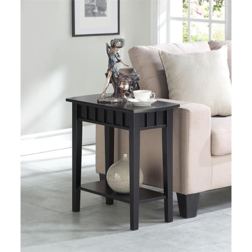 CONVENIENCE CONCEPTS  Dennis End Table In Wood Finish With Shelf In Black