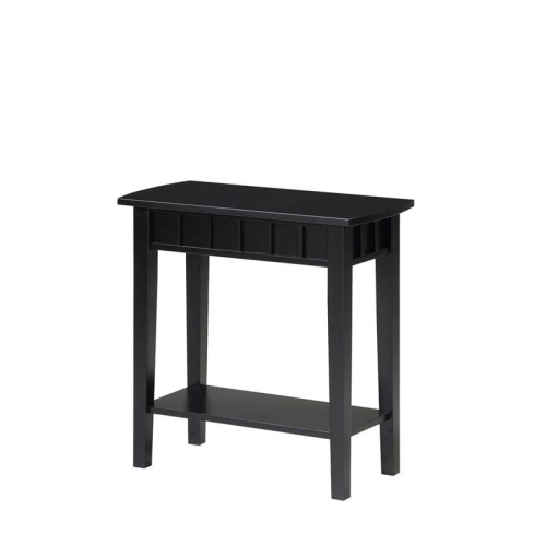 Convenience Concepts Dennis End Table in Black Wood Finish with Shelf
