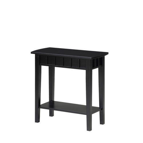 Convenience Concepts Dennis End Table in Black Wood Finish with Shelf
