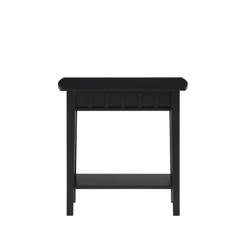 Convenience Concepts Dennis End Table in Black Wood Finish with Shelf