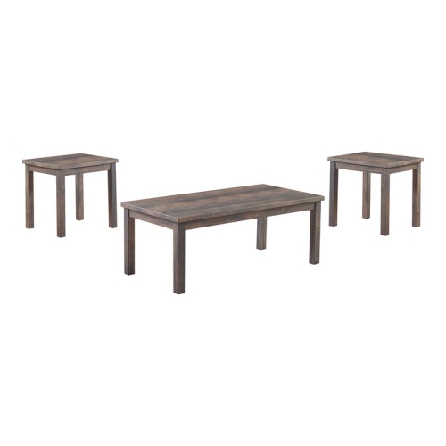 FURNITURE OF AMERICA  Engraf Wood 3-Piece Coffee Table Set In Rustic Natural Tone