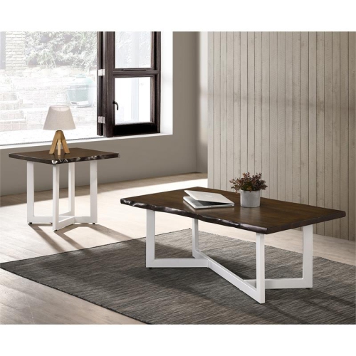 Furniture of America Krestian Contemporary Wood End Table in Oak and White