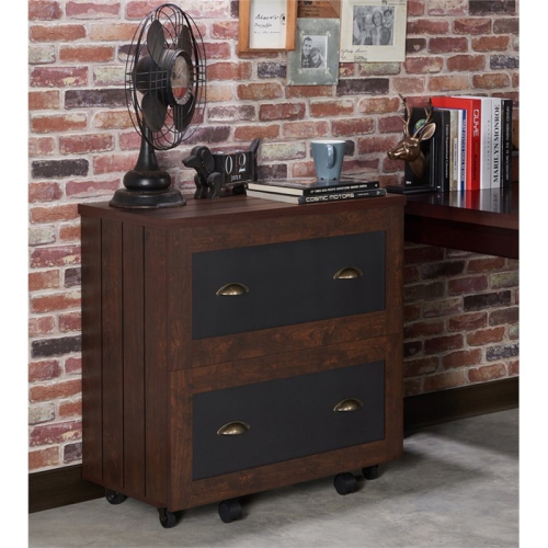 Furniture of America Waterford Wood 2-Drawer File Cabinet in Vintage Walnut