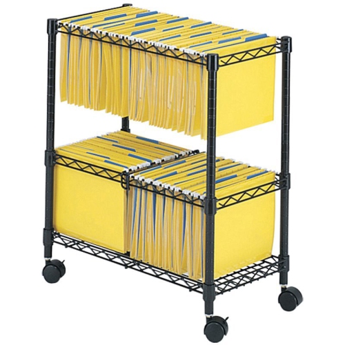 Scranton & Co Two-Tier Mobile Metal File Cart in Black