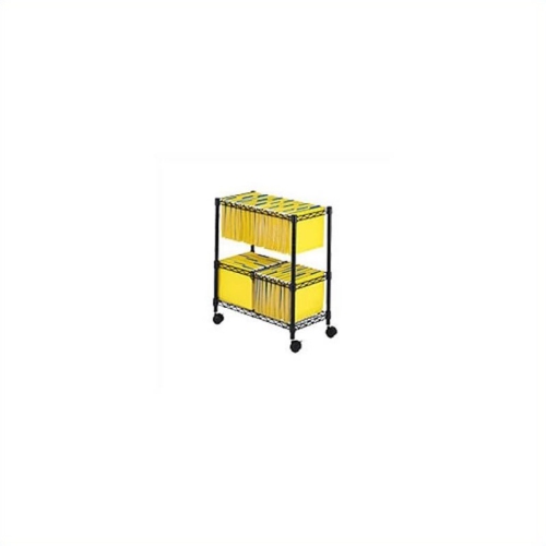 Scranton & Co Two-Tier Mobile Metal File Cart in Black