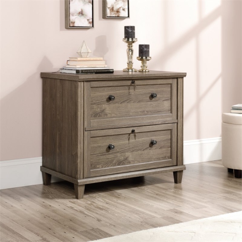 Pemberly Row Contemporary Wood Lateral File Cabinet in Oak