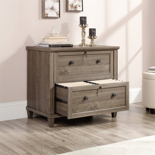 Pemberly Row Contemporary Wood Lateral File Cabinet in Oak