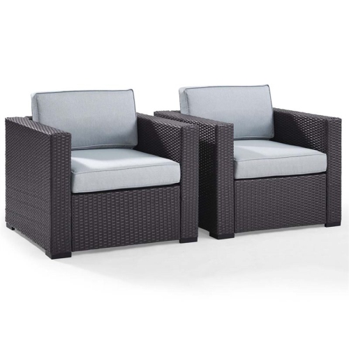 CROSLEY FURNITURE  Ko70103Br-Mi Biscayne 2 Piece Outdoor Wicker Conversation Set With Mist Cushions In Brown