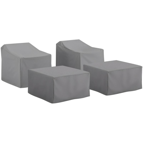 Crosley Furniture MO75009-GY Heavy-Gauge Reinforced Vinyl 4-Piece Furniture Cover Set, Gray