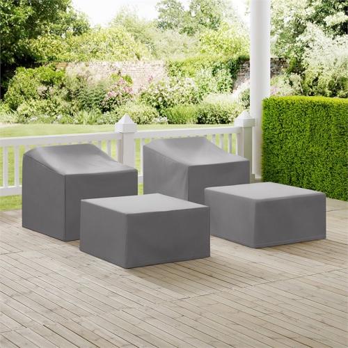 Crosley Furniture MO75009-GY Heavy-Gauge Reinforced Vinyl 4-Piece Furniture Cover Set, Gray