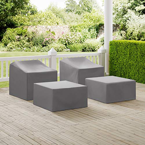 Crosley Furniture MO75009-GY Heavy-Gauge Reinforced Vinyl 4-Piece Furniture Cover Set, Gray