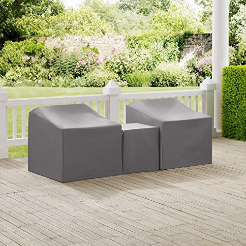 Crosley Furniture MO75008-GY Heavy-Gauge Reinforced Vinyl 3-Piece Furniture Cover Set, Gray