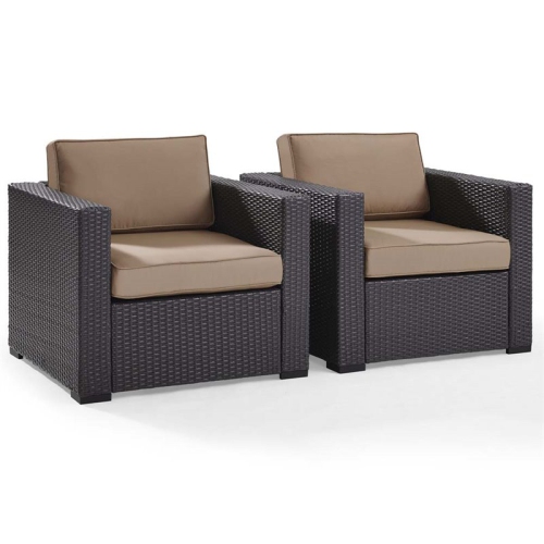 CROSLEY FURNITURE  Ko70103Br-Mo Biscayne 2 Piece Outdoor Wicker Conversation Set With Mocha Cushions In Brown