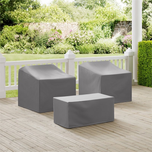 Crosley Furniture MO75005-GY Heavy-Gauge Reinforced Vinyl 3-Piece Furniture Cover Set, Gray