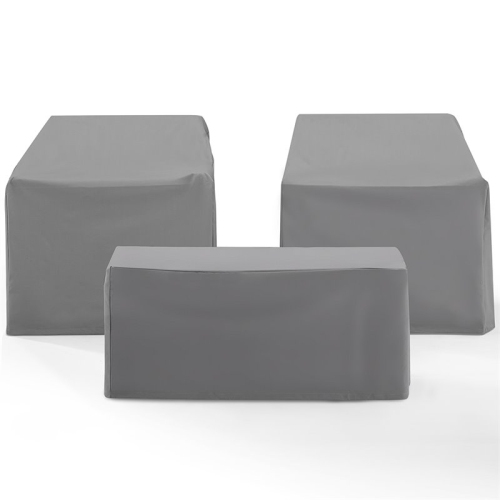 Crosley Furniture MO75005-GY Heavy-Gauge Reinforced Vinyl 3-Piece Furniture Cover Set, Gray