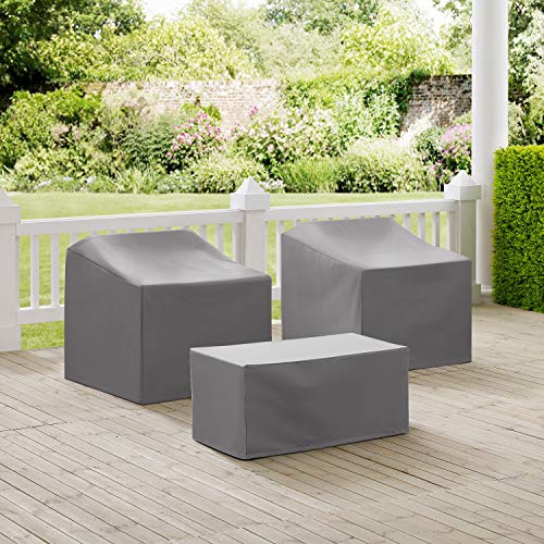 Crosley Furniture MO75005-GY Heavy-Gauge Reinforced Vinyl 3-Piece Furniture Cover Set, Gray
