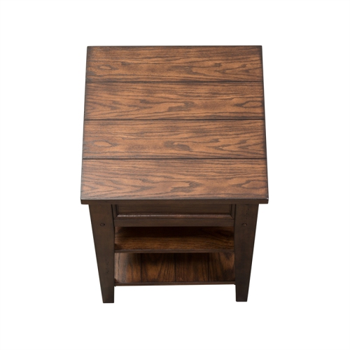 Pemberly Row Transitional Wood Chair Side Table in Dark Brown