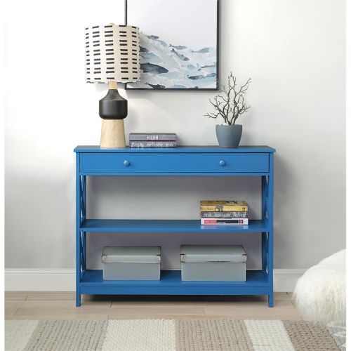 Convenience Concepts Oxford One-Drawer Console Table in Blue Wood Finish