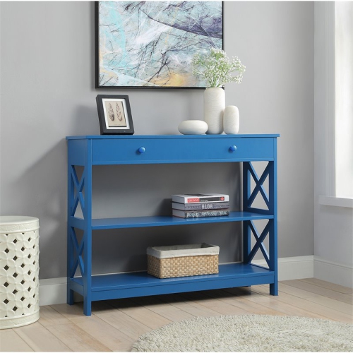 Convenience Concepts Oxford One-Drawer Console Table in Blue Wood Finish