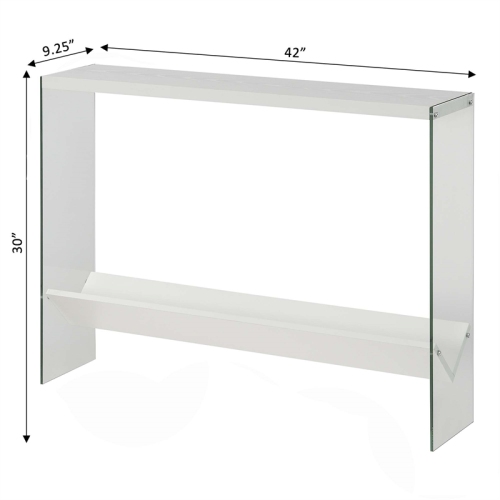 Convenience Concepts SoHo V Console Table with Shelf in White Wood Finish