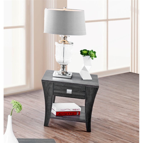 FURNITURE OF AMERICA  Ami Transitional Wood Storage End Table In In Gray