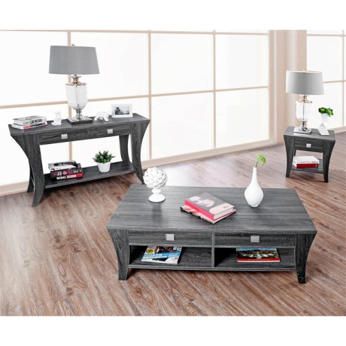 Furniture of America Ami Transitional Wood Storage End Table in Gray