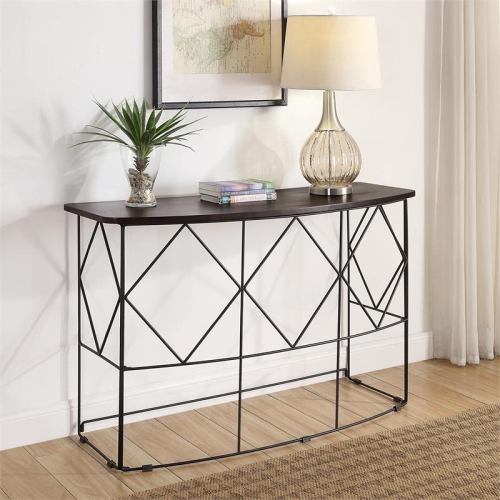 Furniture of America Borche Industrial Wood Console Table in Walnut
