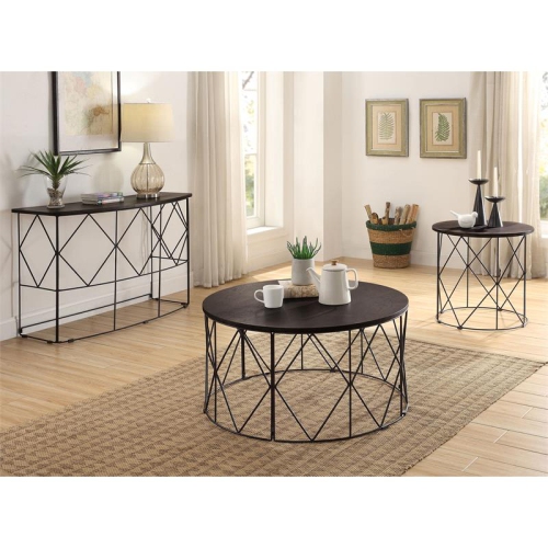 Furniture of America Borche Industrial Wood Console Table in Walnut