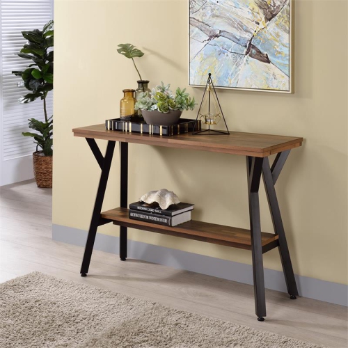 Furniture of America Horford Wood 1-Shelf Console Table in Matte Black