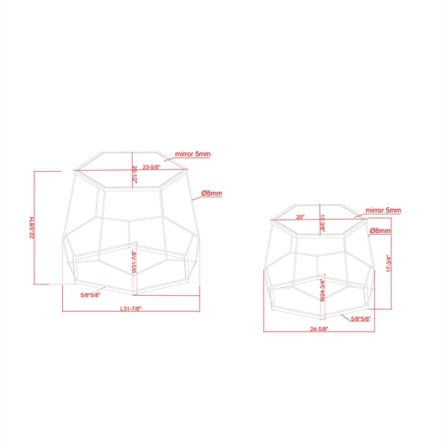 Furniture of America Boris Contemporary Metal Nesting Accent Table Set in Gold