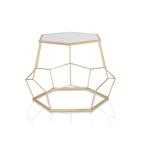 Furniture of America Boris Contemporary Metal Nesting Accent Table Set in Gold