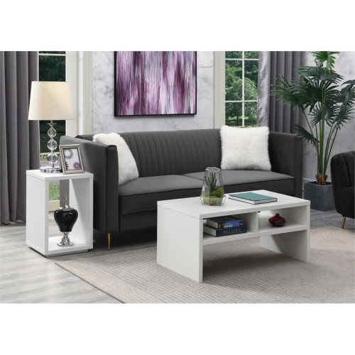 Northfield Admiral Deluxe Coffee Table with Shelves in White Wood Finish