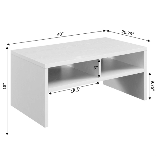 Northfield Admiral Deluxe Coffee Table with Shelves in White Wood Finish